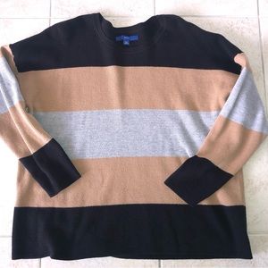 XXL Women’s Pullover Sweater Broad Stripes Black  Apt 9 Gray Tan